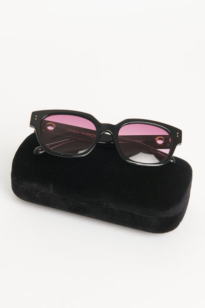 Black Acetate Preowned Deni Pink Lense Sunglasses