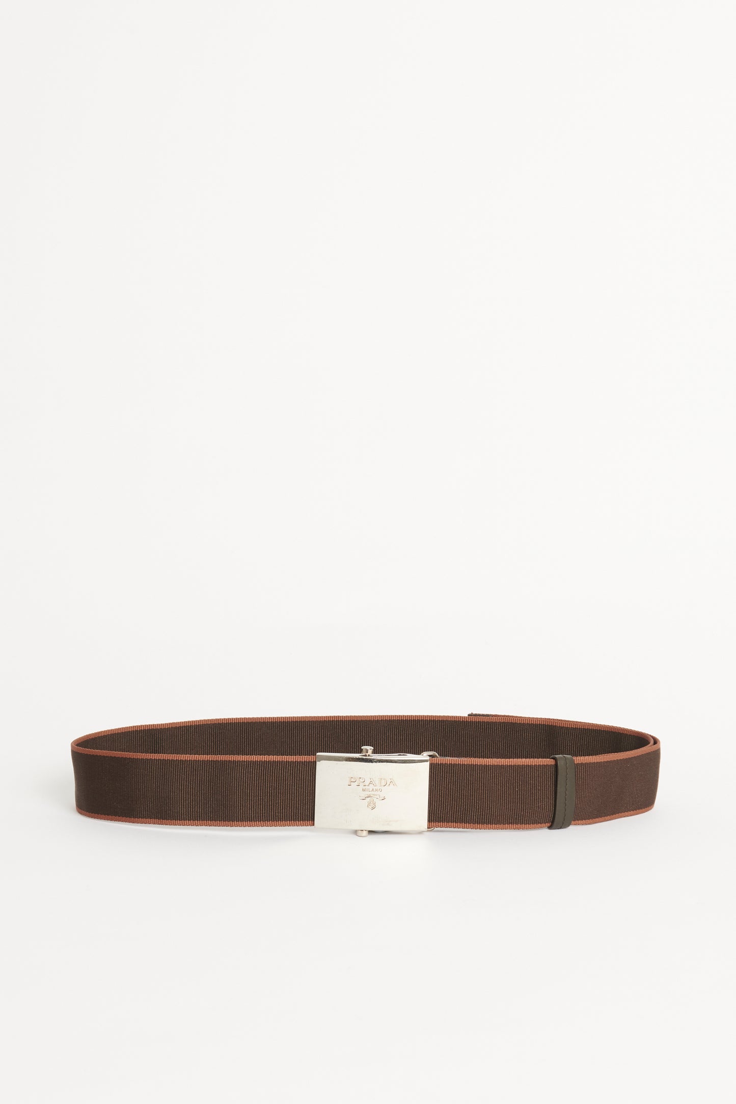Brown Nylon Preowned Adjustable Logo Belt