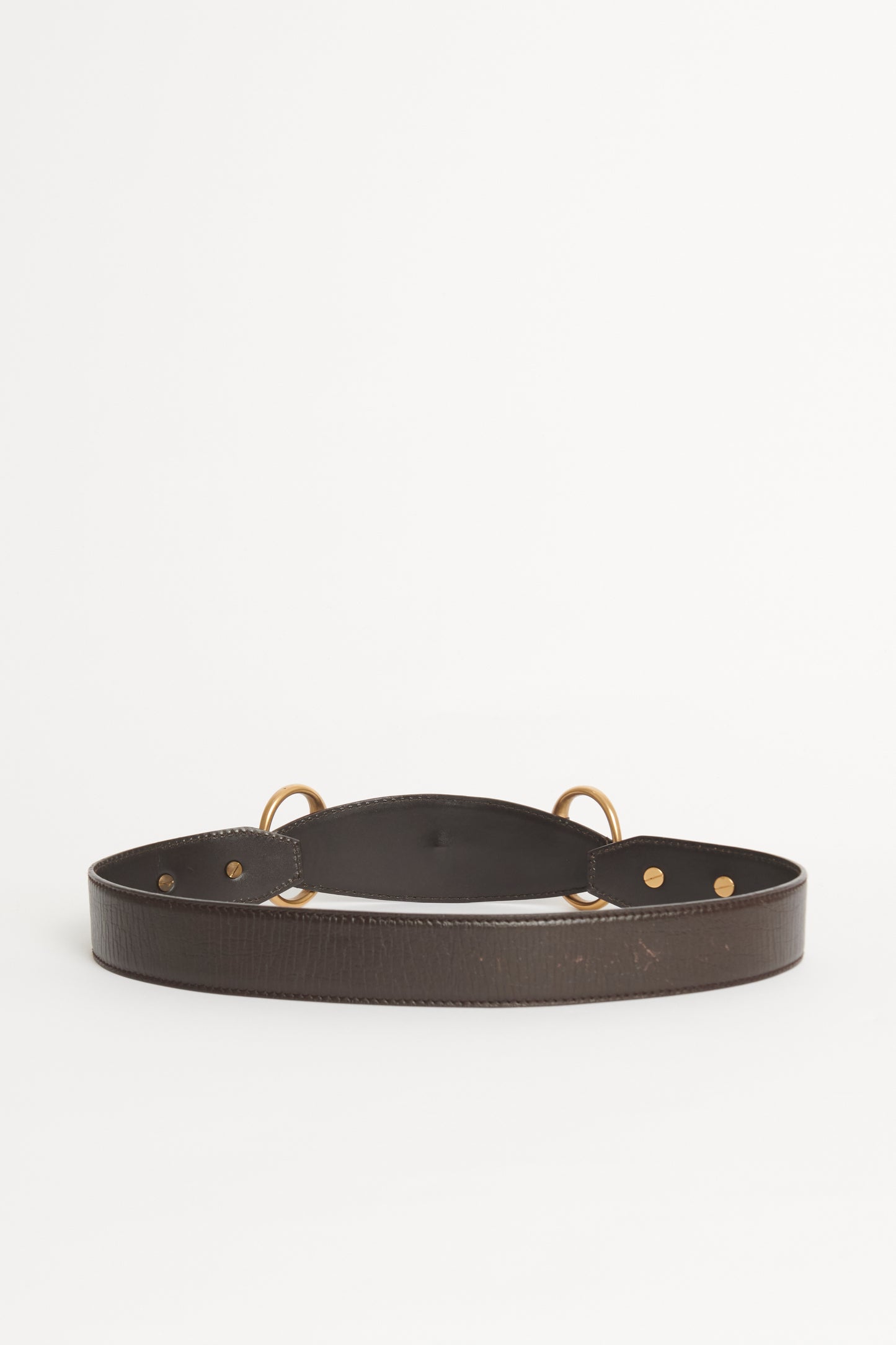 Brown Leather Preowned Horsebit Belt