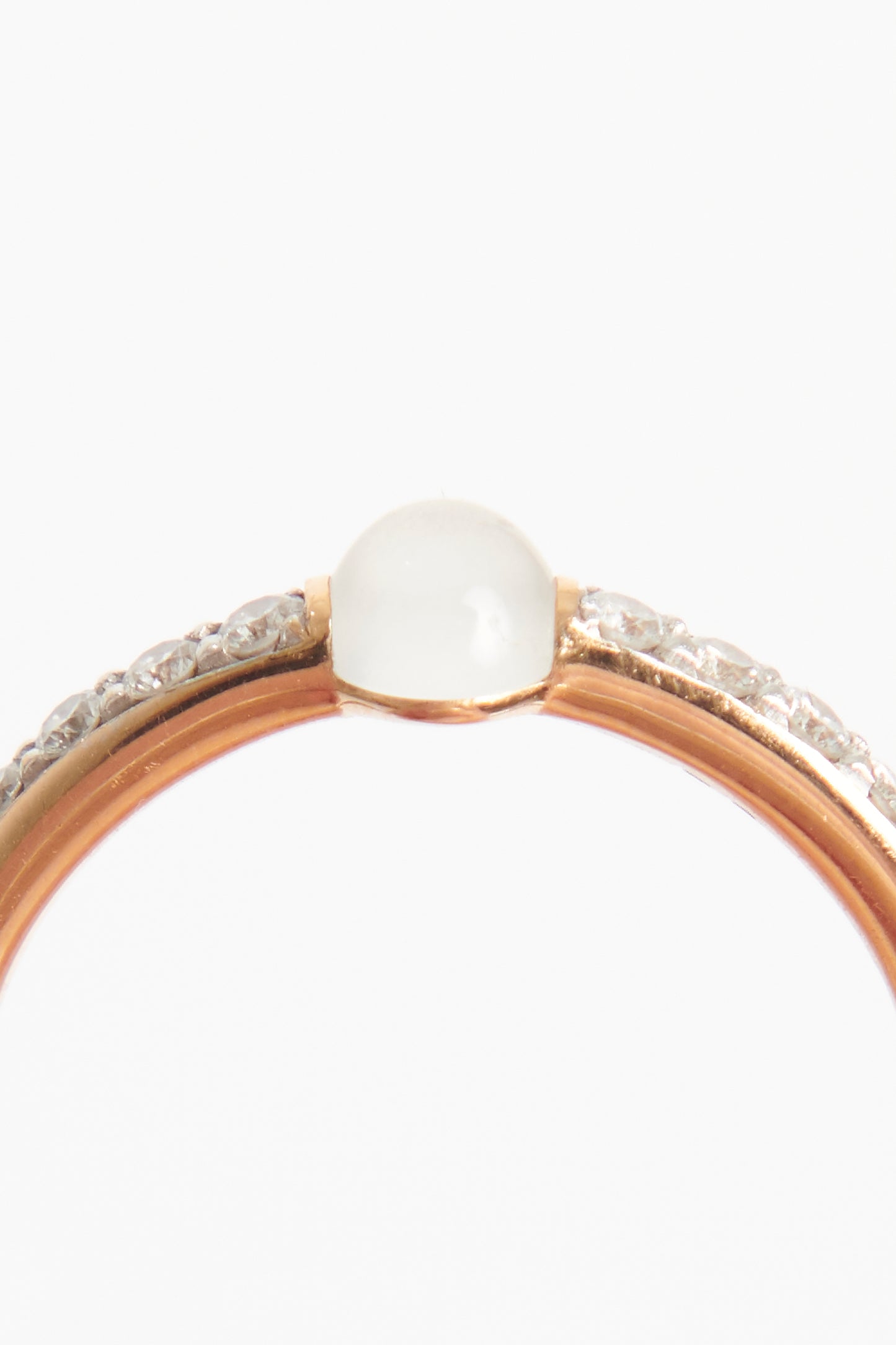 18K Rose Gold With Moonstone & Diamonds Preowned M'Ama Non M'Ama Ring