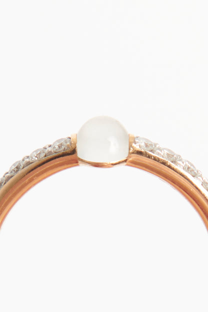 18K Rose Gold With Moonstone & Diamonds Preowned M'Ama Non M'Ama Ring