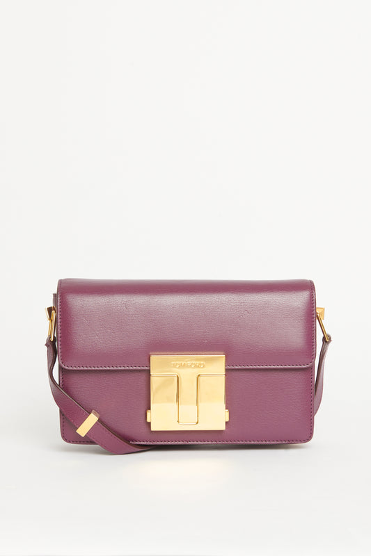 Purple Leather Preowned 001 Medium Flap Shoulder Bag