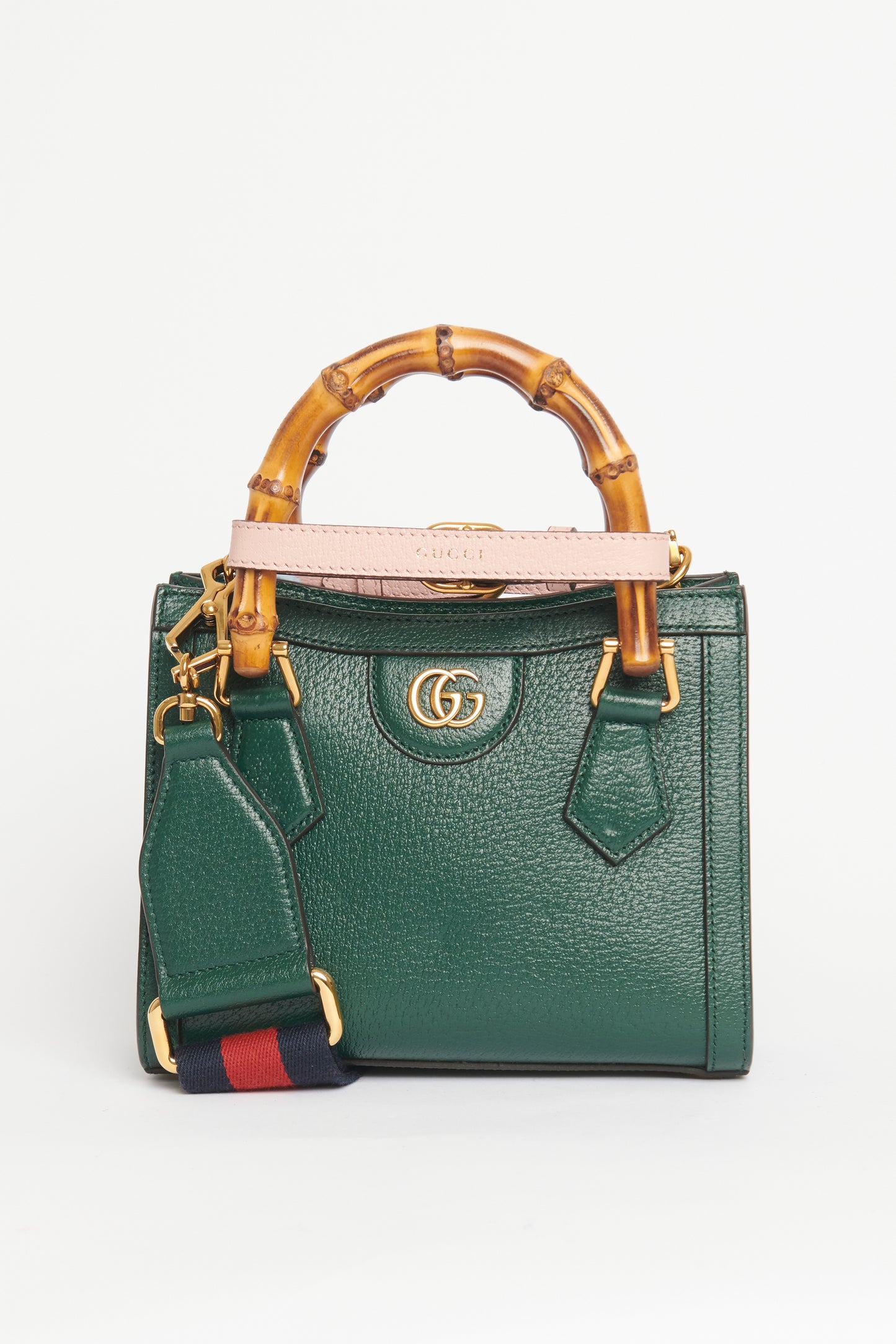 Green Leather Preowned Diana Mini Tote Bag