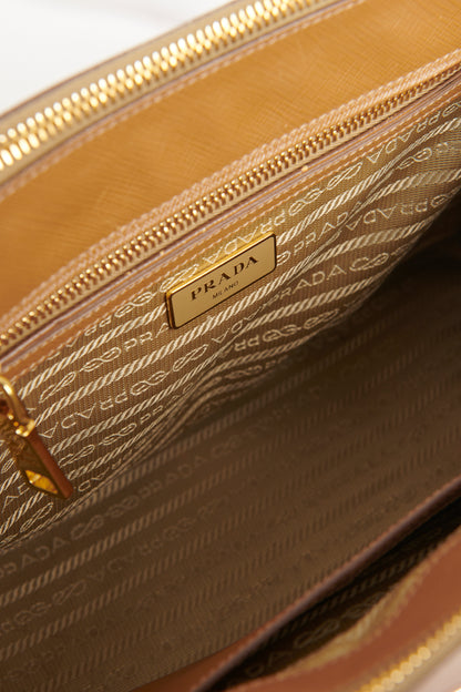 Tan Saffiano Leather Preowned Medium Galleria Bag