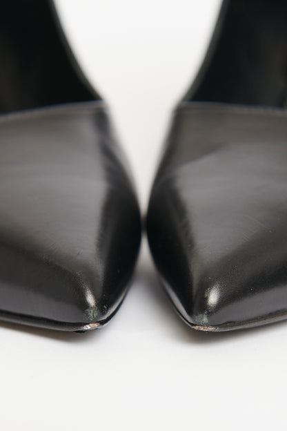 Black Leather Preowned Sharp Pumps