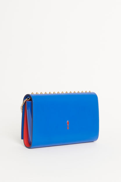 Electric Blue Leather Preowned Paloma Spike Clutch Bag With Chain