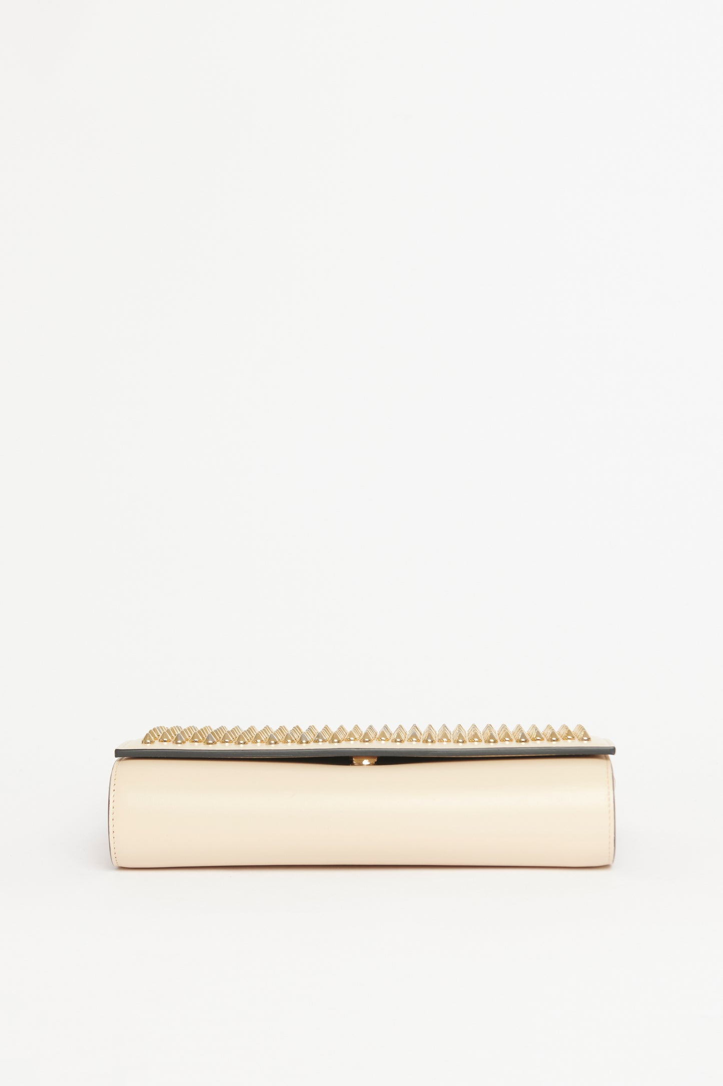 Nude Leather Preowned Paloma Spike Clutch Bag With Chain