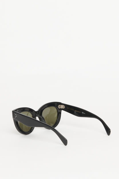 Black Acetate Preowned Oversized Cat Eye Sunglasses