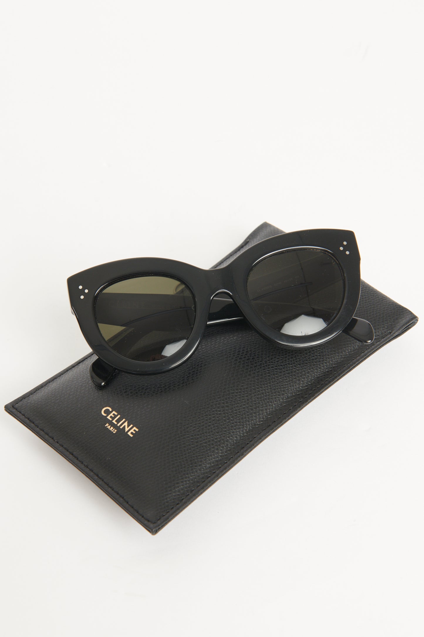 Black Acetate Preowned Oversized Cat Eye Sunglasses
