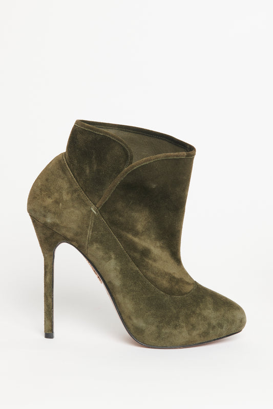 Green Suede Preowned Ankle Boots