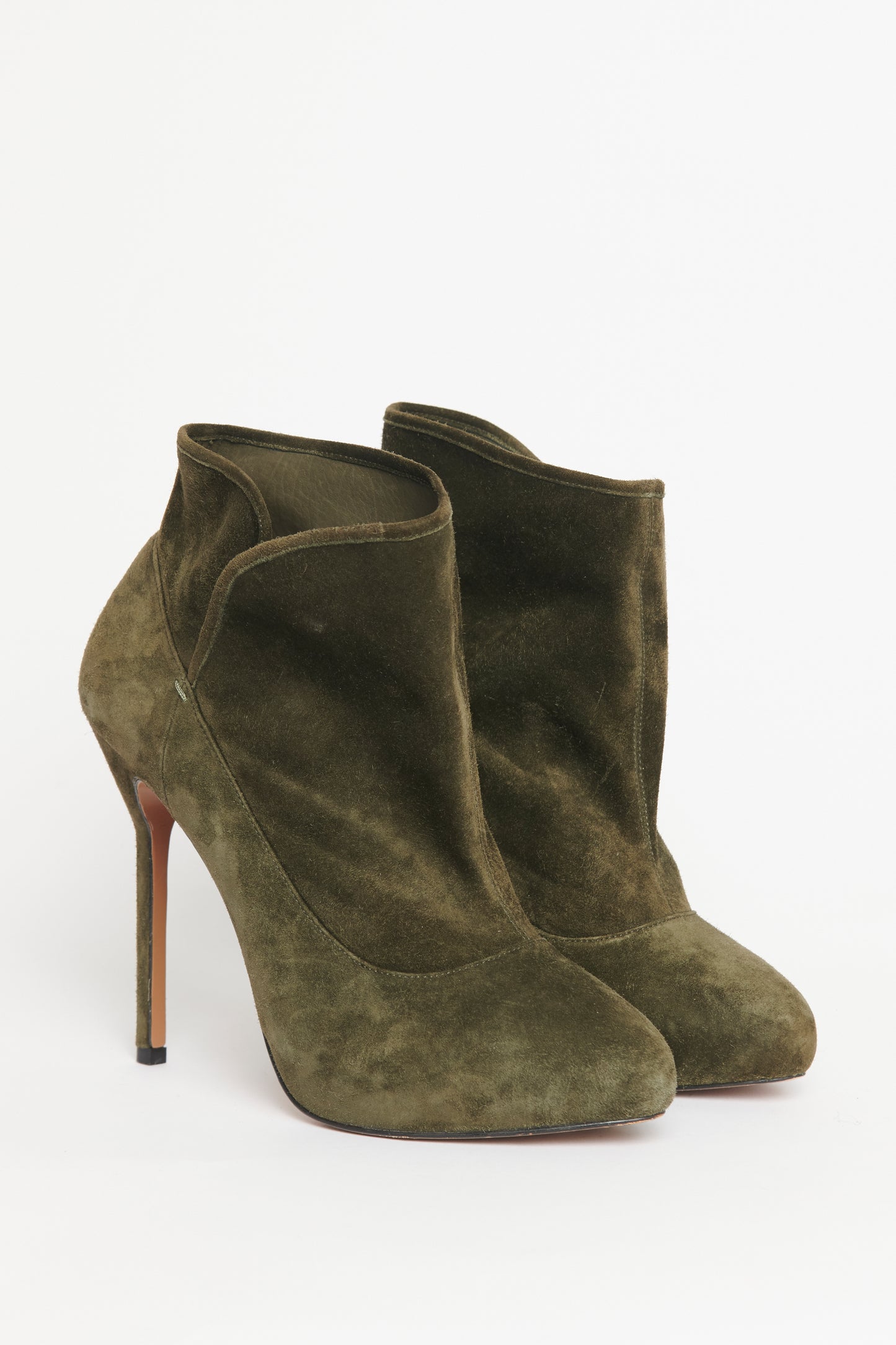 Green Suede Preowned Ankle Boots