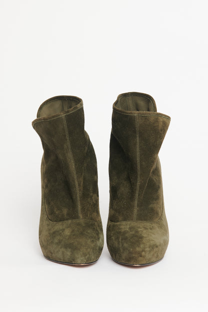 Green Suede Preowned Ankle Boots