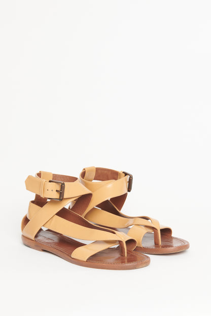 Tan Leather Preowned Gladiator Sandals