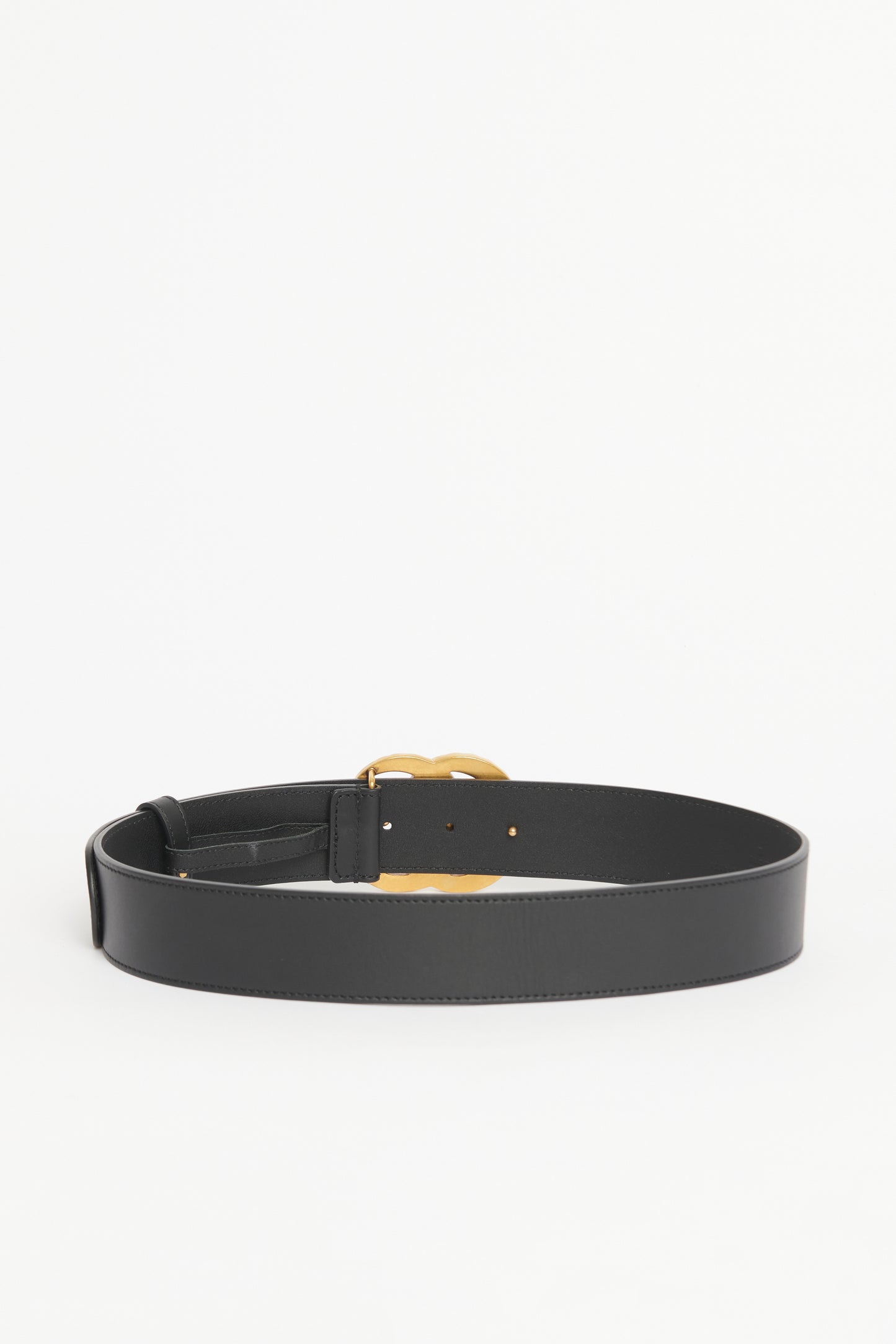 Black Leather Preowned Marmont GG Pearl Wide Belt