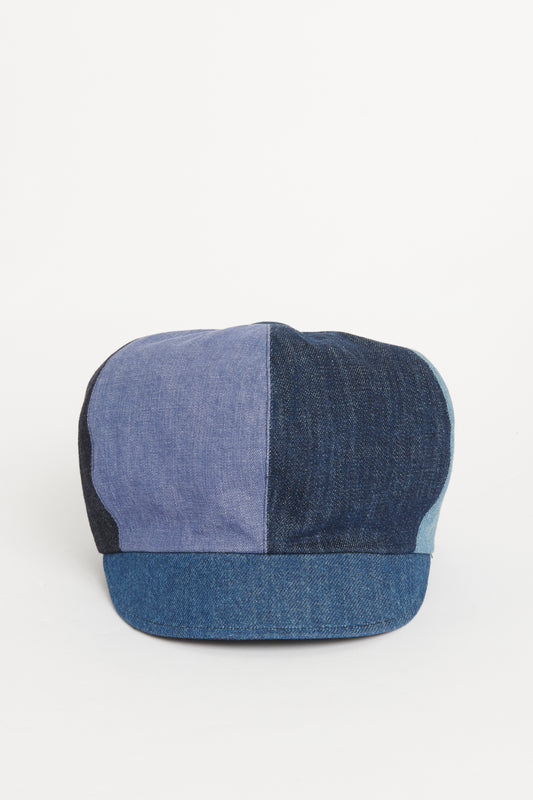 2018 Blue Denim Preowned Patchwork Baker Boy Cap