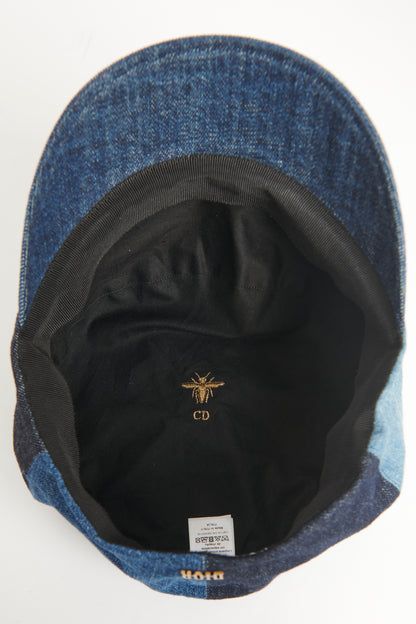 2018 Blue Denim Preowned Patchwork Baker Boy Cap