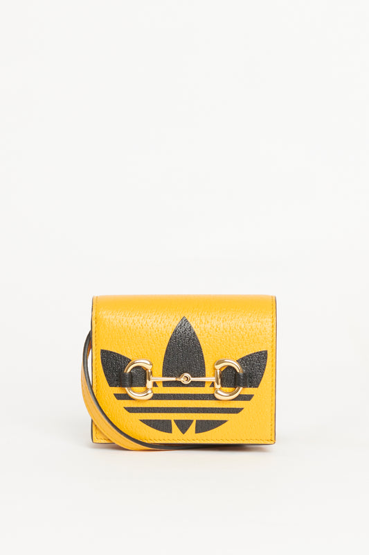 Gucci x Adidas Mustard Yellow Preowned 1955 Card Holder Mini Crossbody Bag