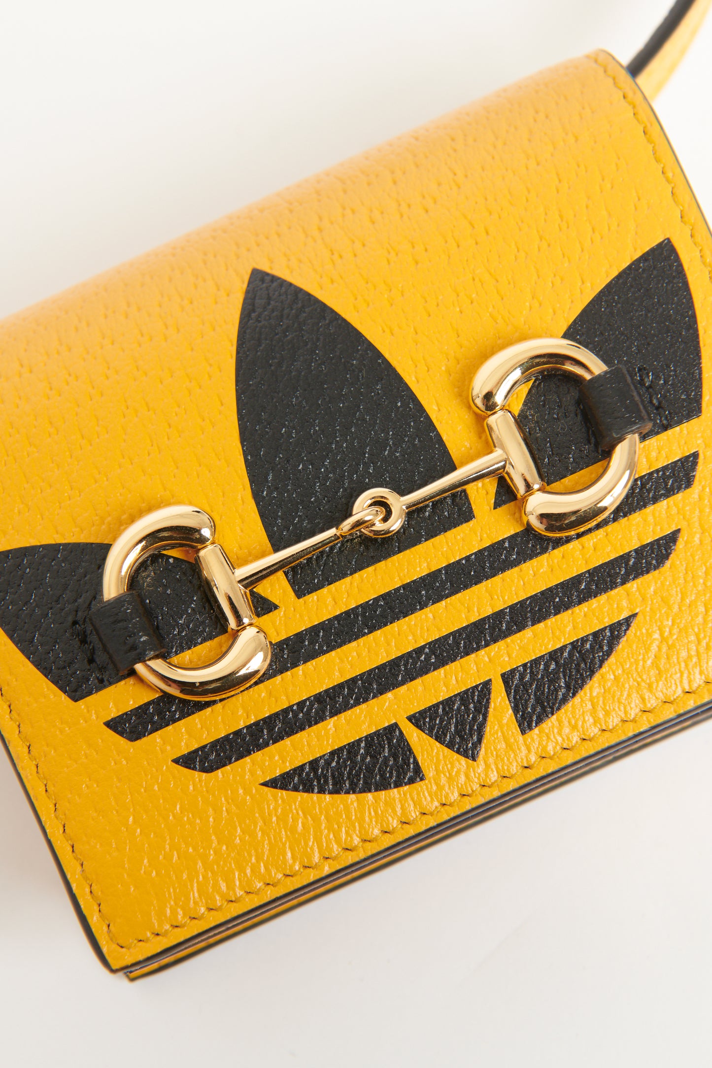 Gucci x Adidas Mustard Yellow Preowned 1955 Card Holder Mini Crossbody Bag