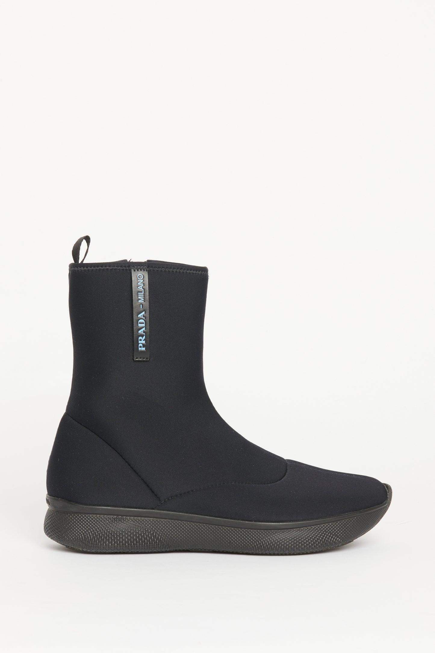 Black Neoprene Preowned Zip-Up Boots