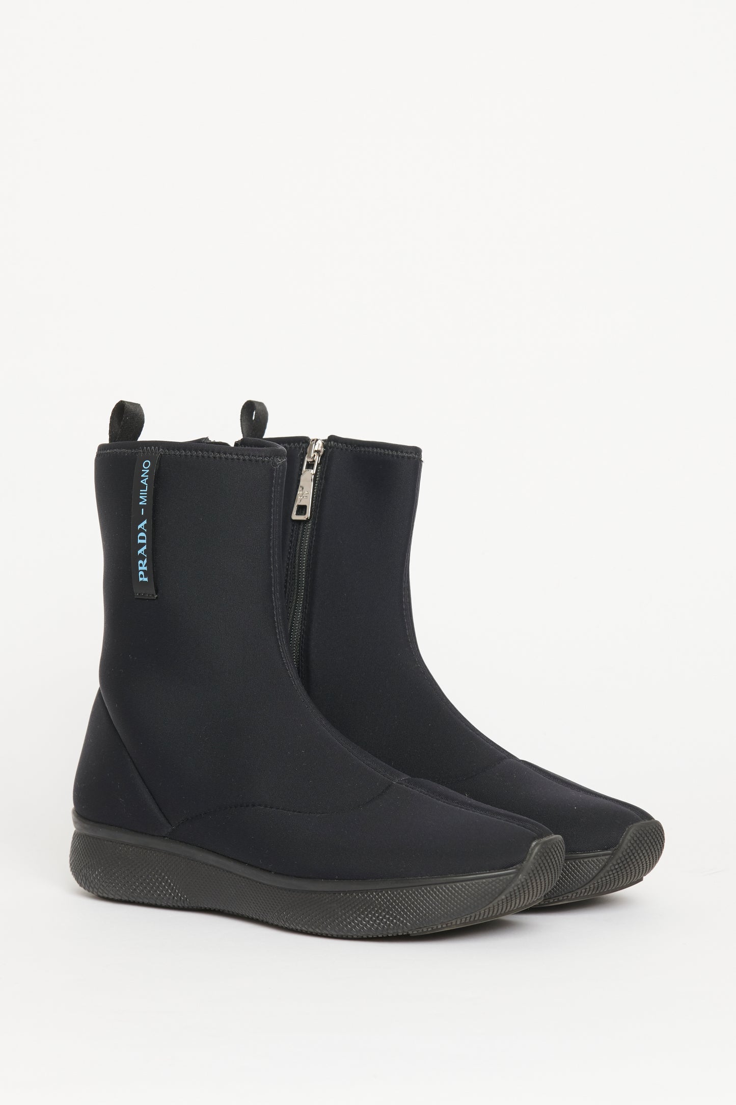 Black Neoprene Preowned Zip-Up Boots