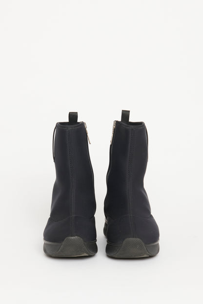 Black Neoprene Preowned Zip-Up Boots