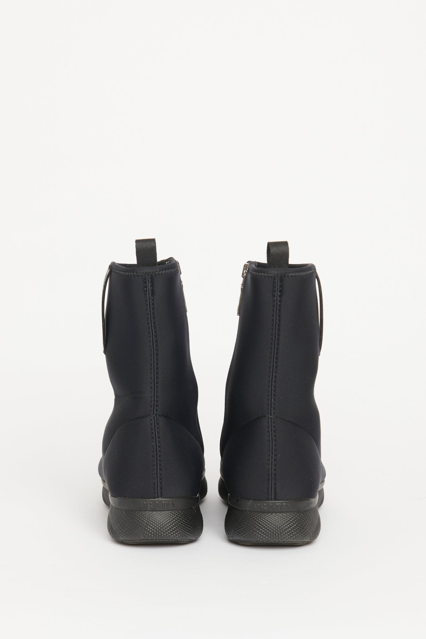 Black Neoprene Preowned Zip-Up Boots