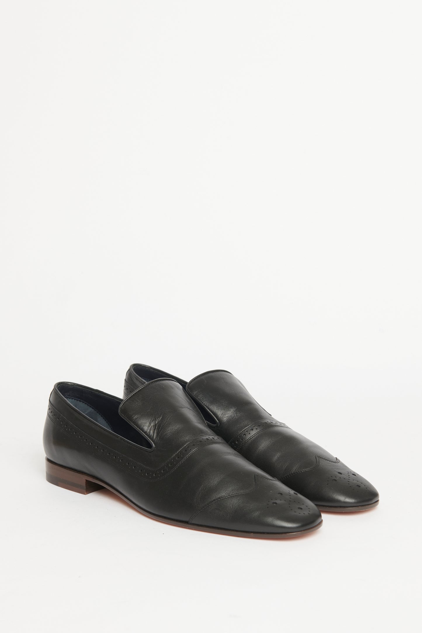 Black Leather Preowned Loafers