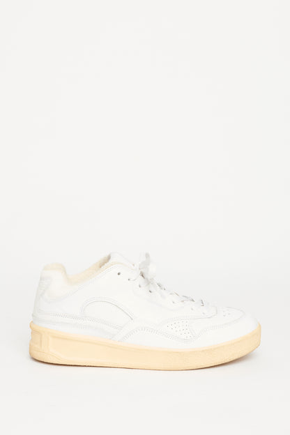 White Leather & Mesh Trim Preowned Sneakers