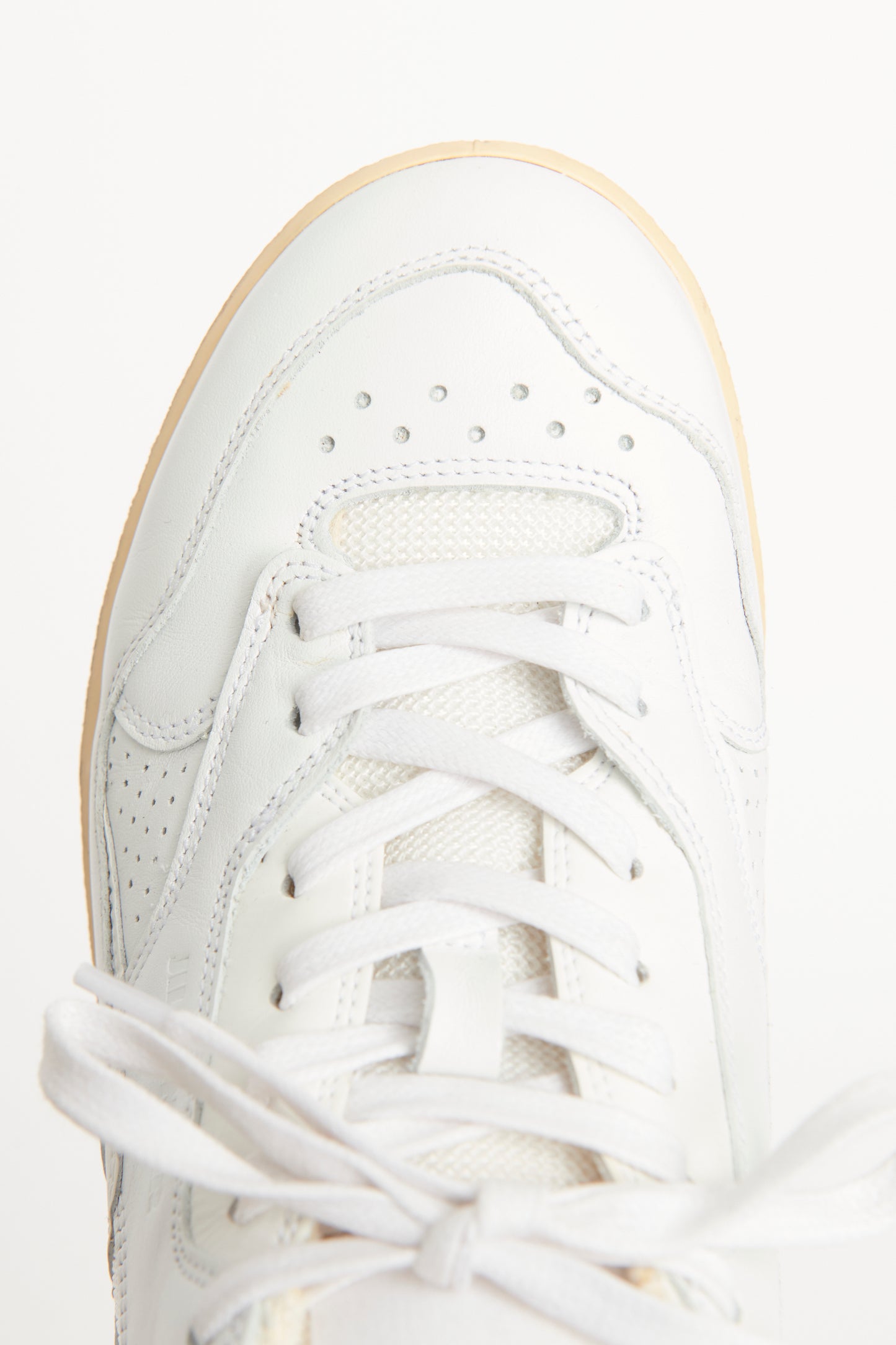 White Leather & Mesh Trim Preowned Sneakers