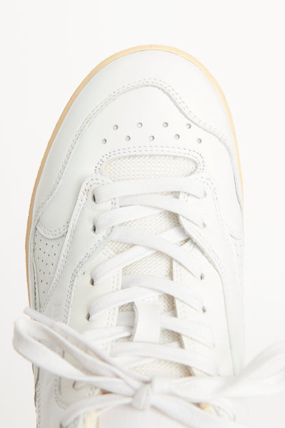 White Leather & Mesh Trim Preowned Sneakers