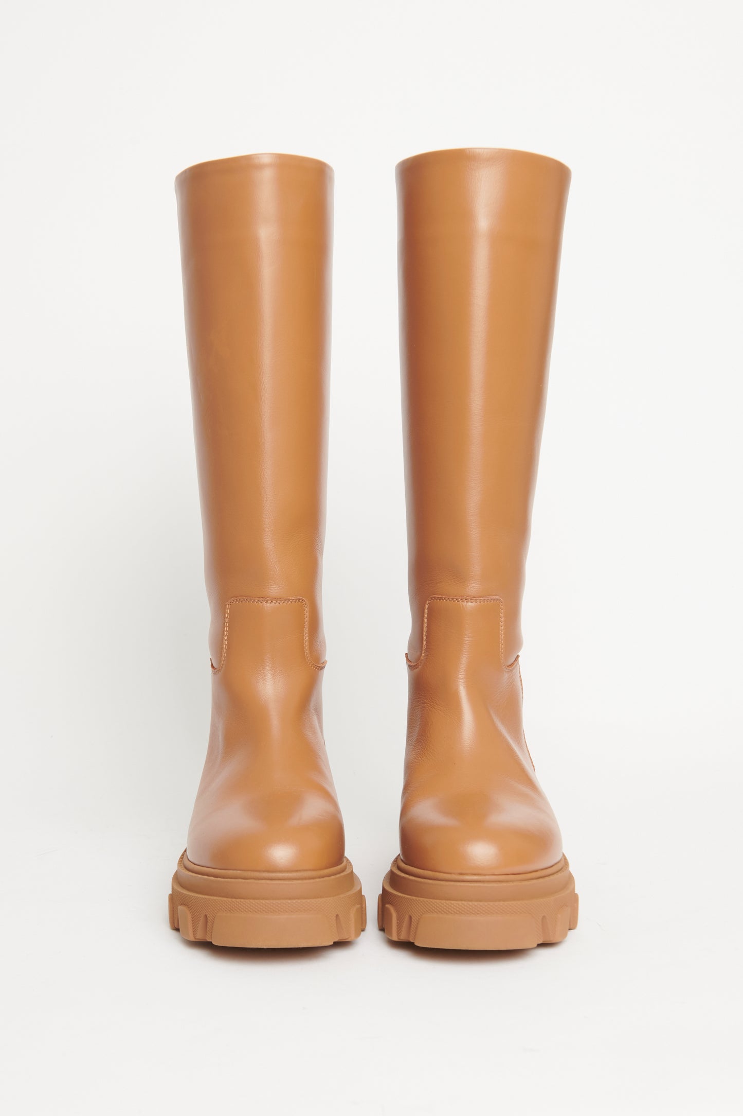 Tan Leather Tubular Preowned Lug Boots