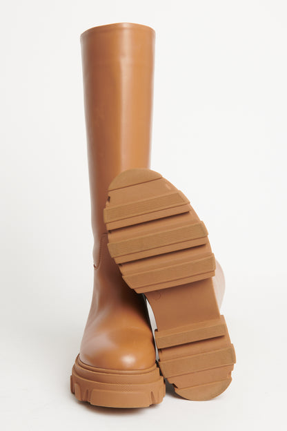 Tan Leather Tubular Preowned Lug Boots