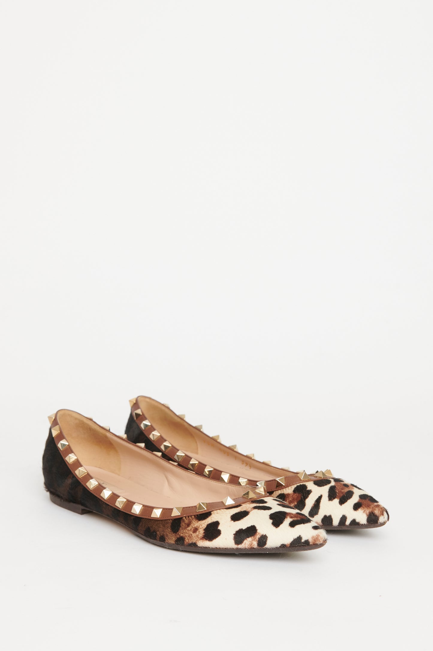 Brown Leopard Print Calf Hair Rockstud Preowned Pumps