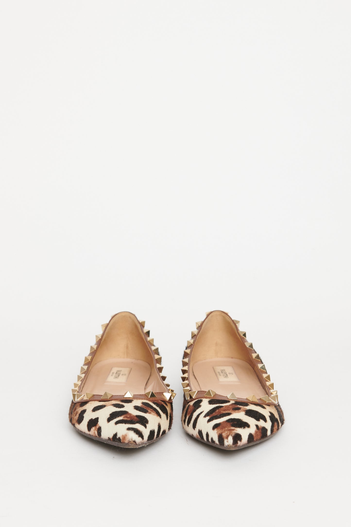 Brown Leopard Print Calf Hair Rockstud Preowned Pumps