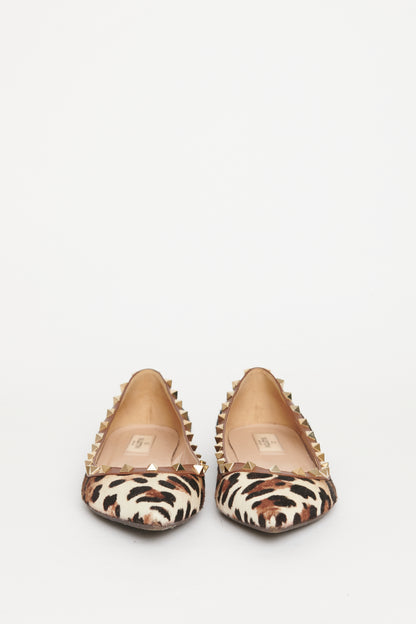 Brown Leopard Print Calf Hair Rockstud Preowned Pumps