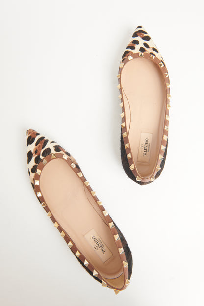 Brown Leopard Print Calf Hair Rockstud Preowned Pumps