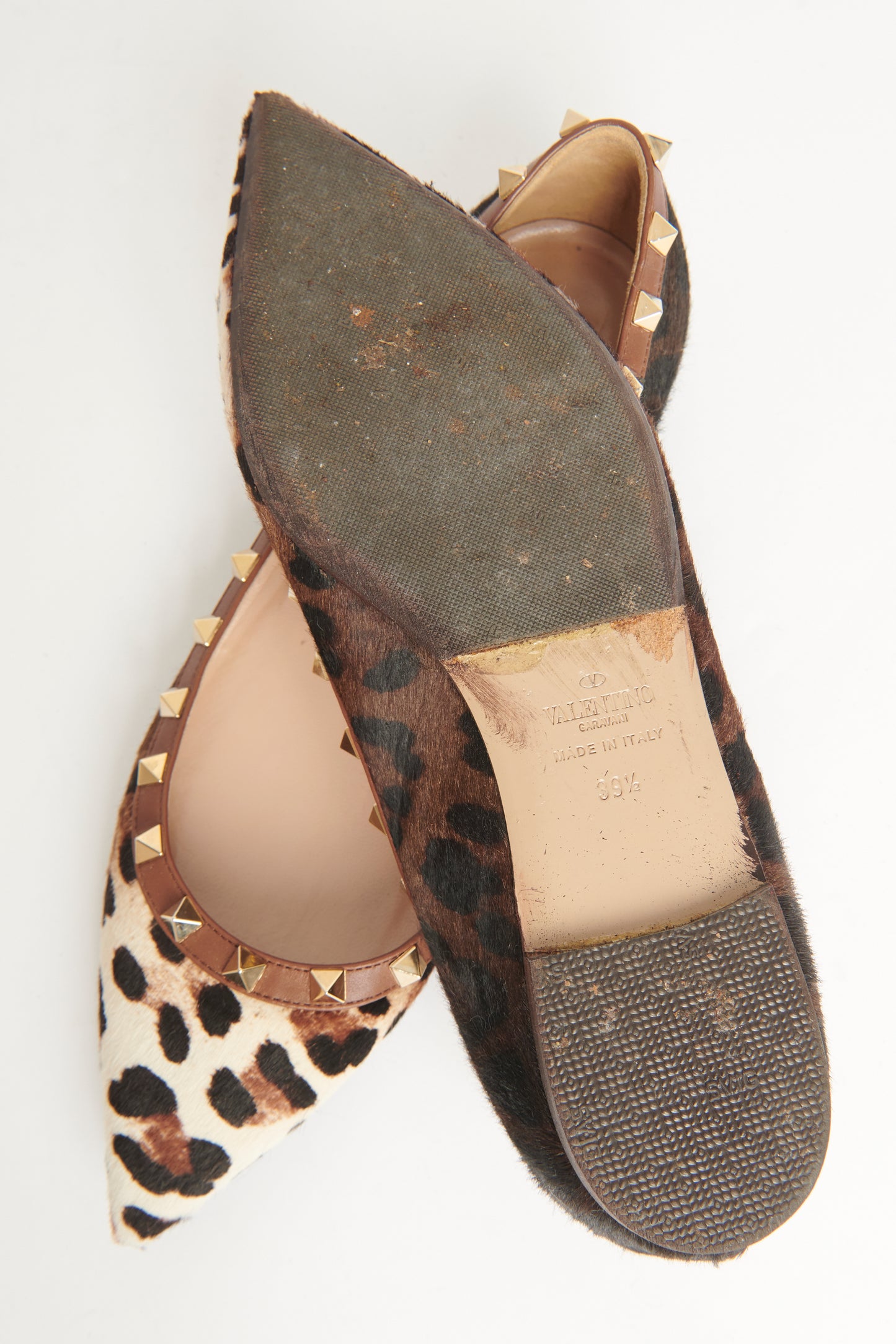 Brown Leopard Print Calf Hair Rockstud Preowned Pumps