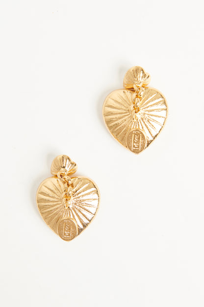 1980s Robert Goossens Gold Plated Heart Preowned Cufflinks