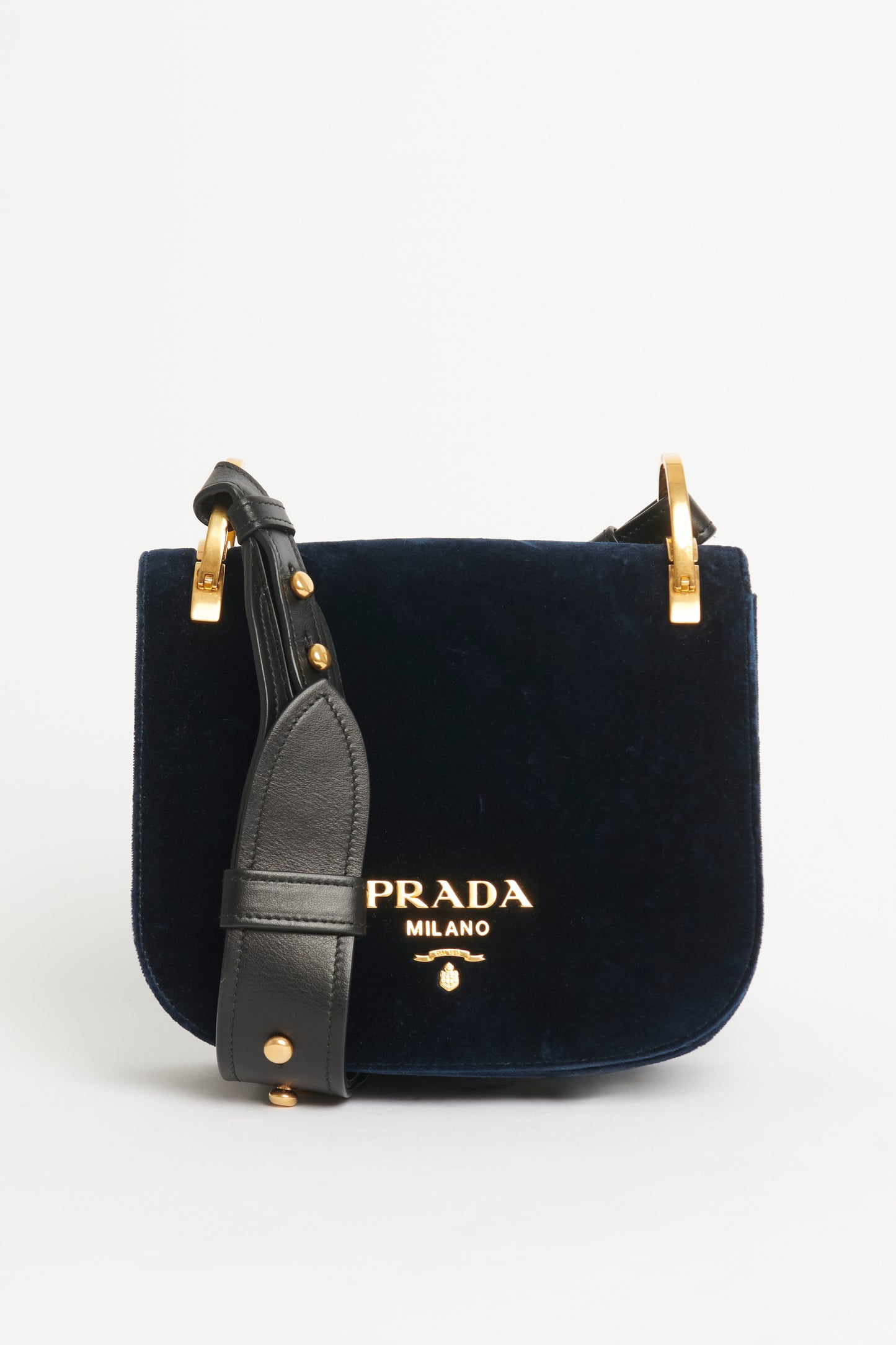 Navy Velvet Pionniere Preowned Saddle Bag