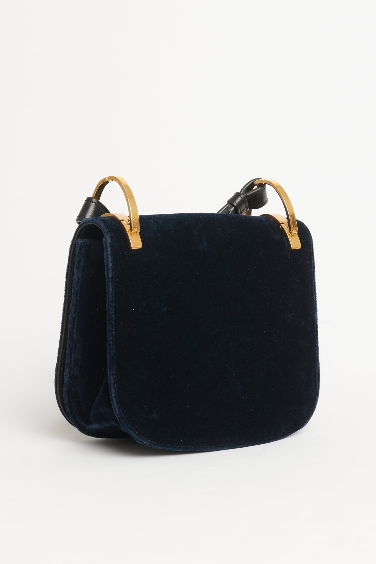 Navy Velvet Pionniere Preowned Saddle Bag