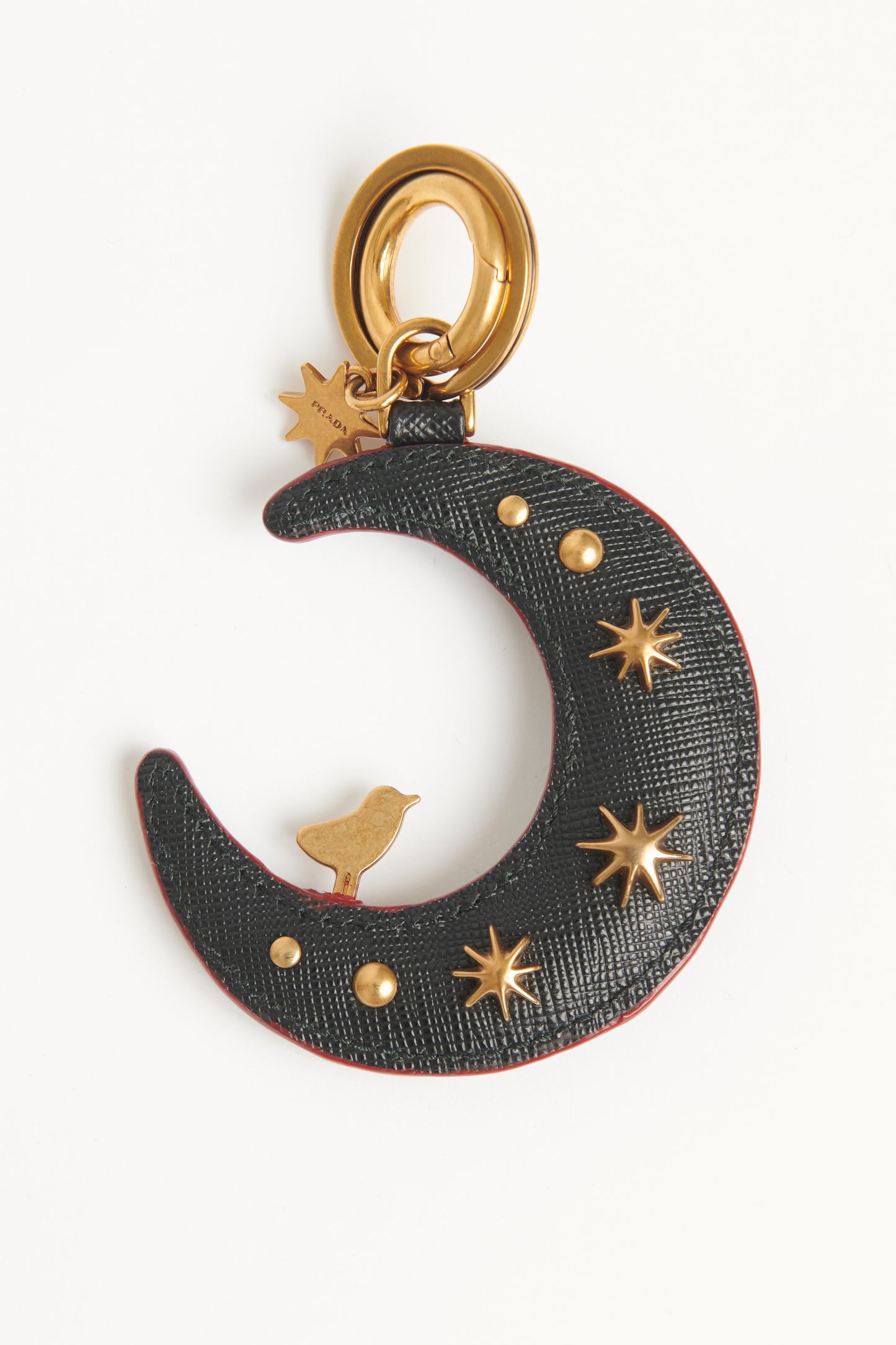 Moon and Stars Leather Preowned Bag Charm