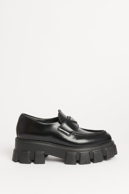 Black Leather Preowned Monolith Loafers