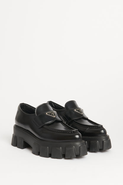 Black Leather Preowned Monolith Loafers