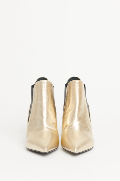 Gold Leather Preowned Ankle Boots