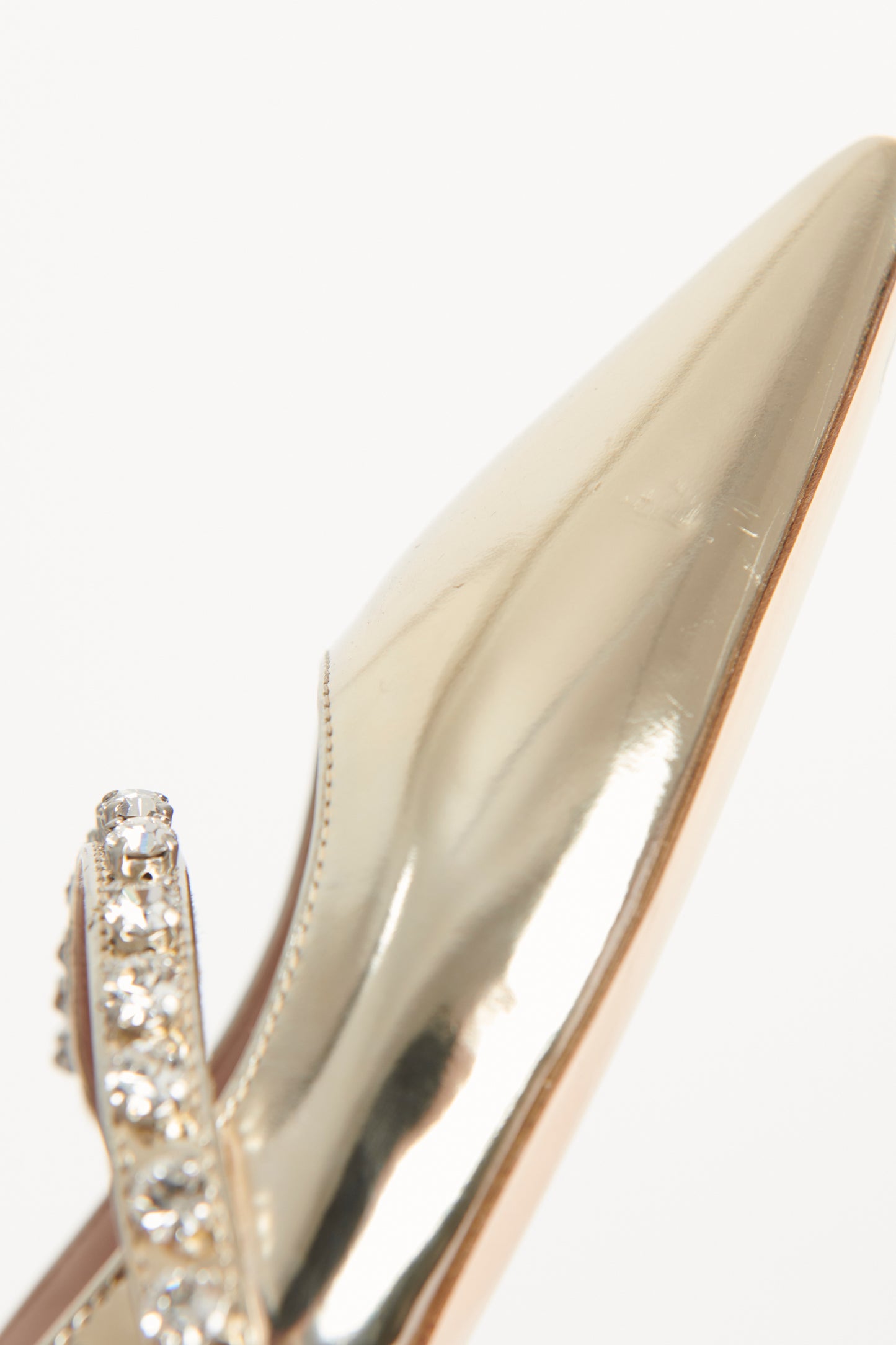 Leather Crystal Embellished Slingback Preowned Flats