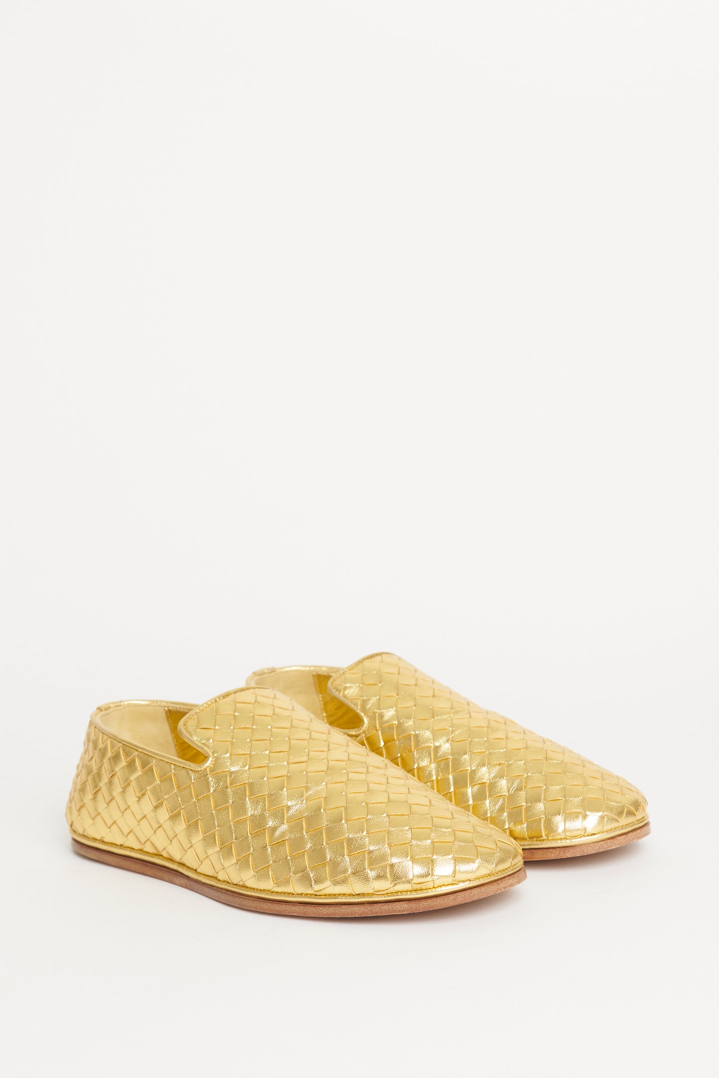 Gold Sunday Intrecciato Preowned Slipper