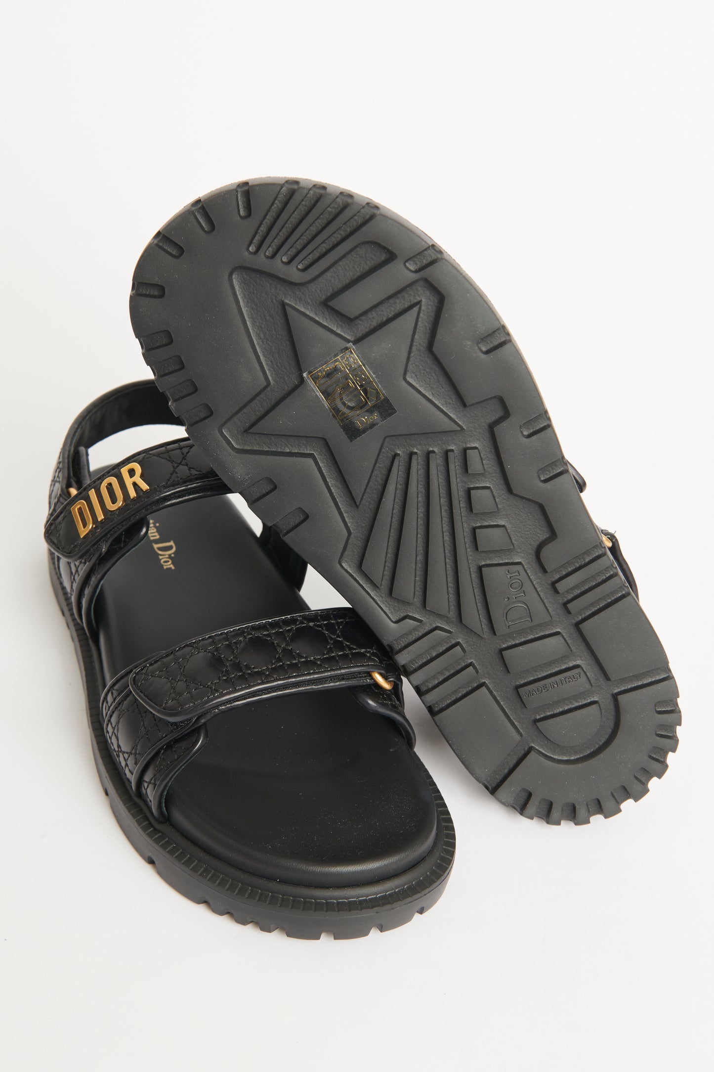 2023/24 Dioract Black Quilted Cannage Calfskin Preowned Sandal