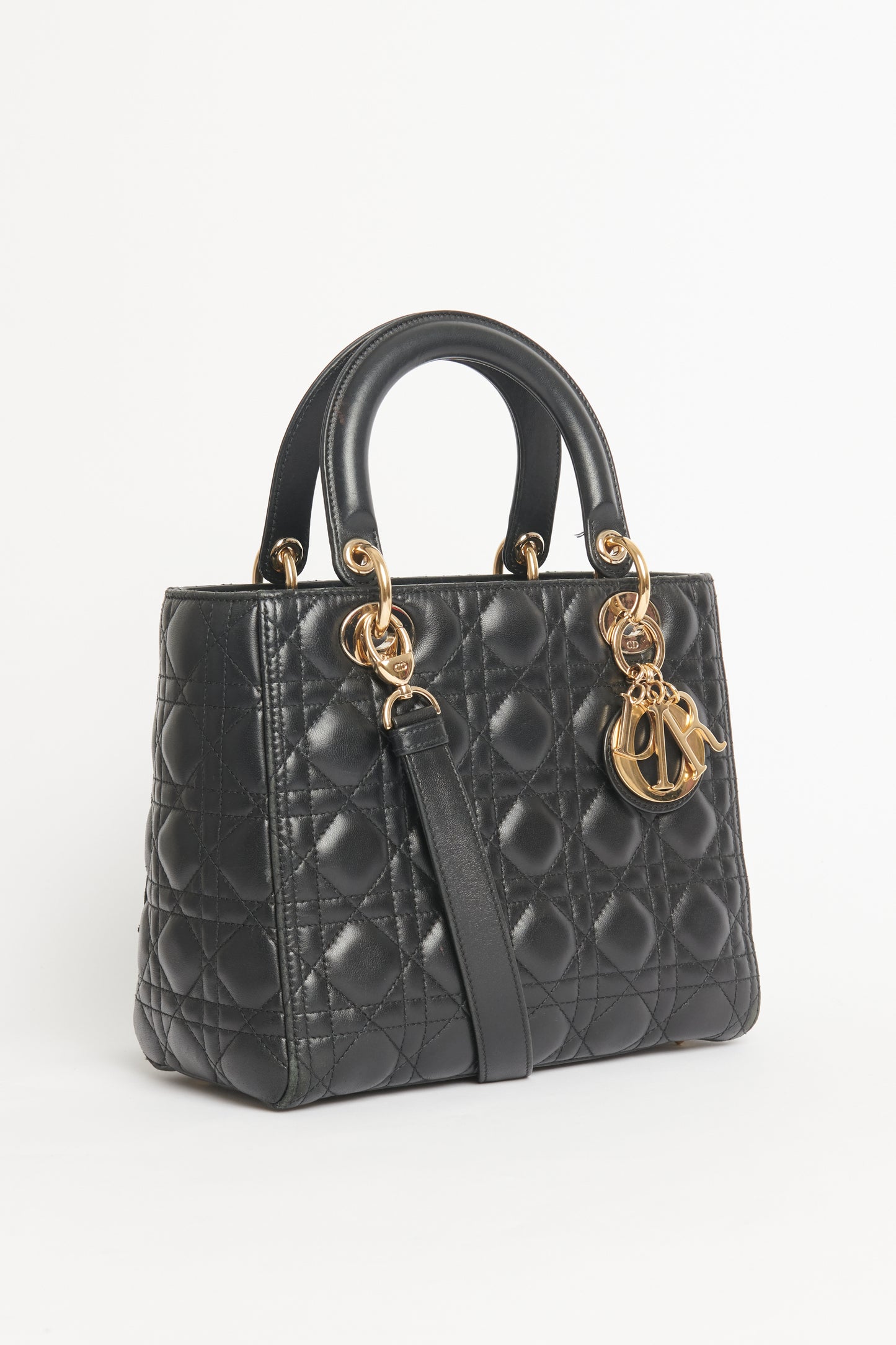 2023 Black Grained Cannage Calfskin Preowned Lady Dior