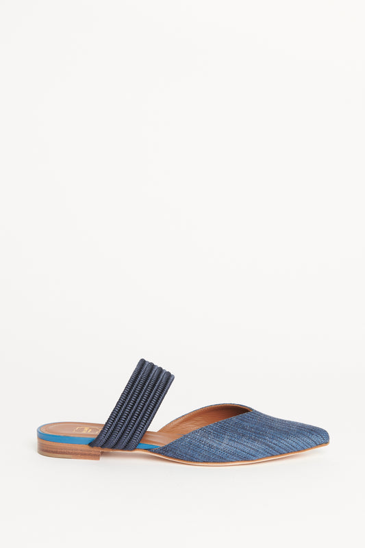 Navy Maisie Raffia Preowned Mules