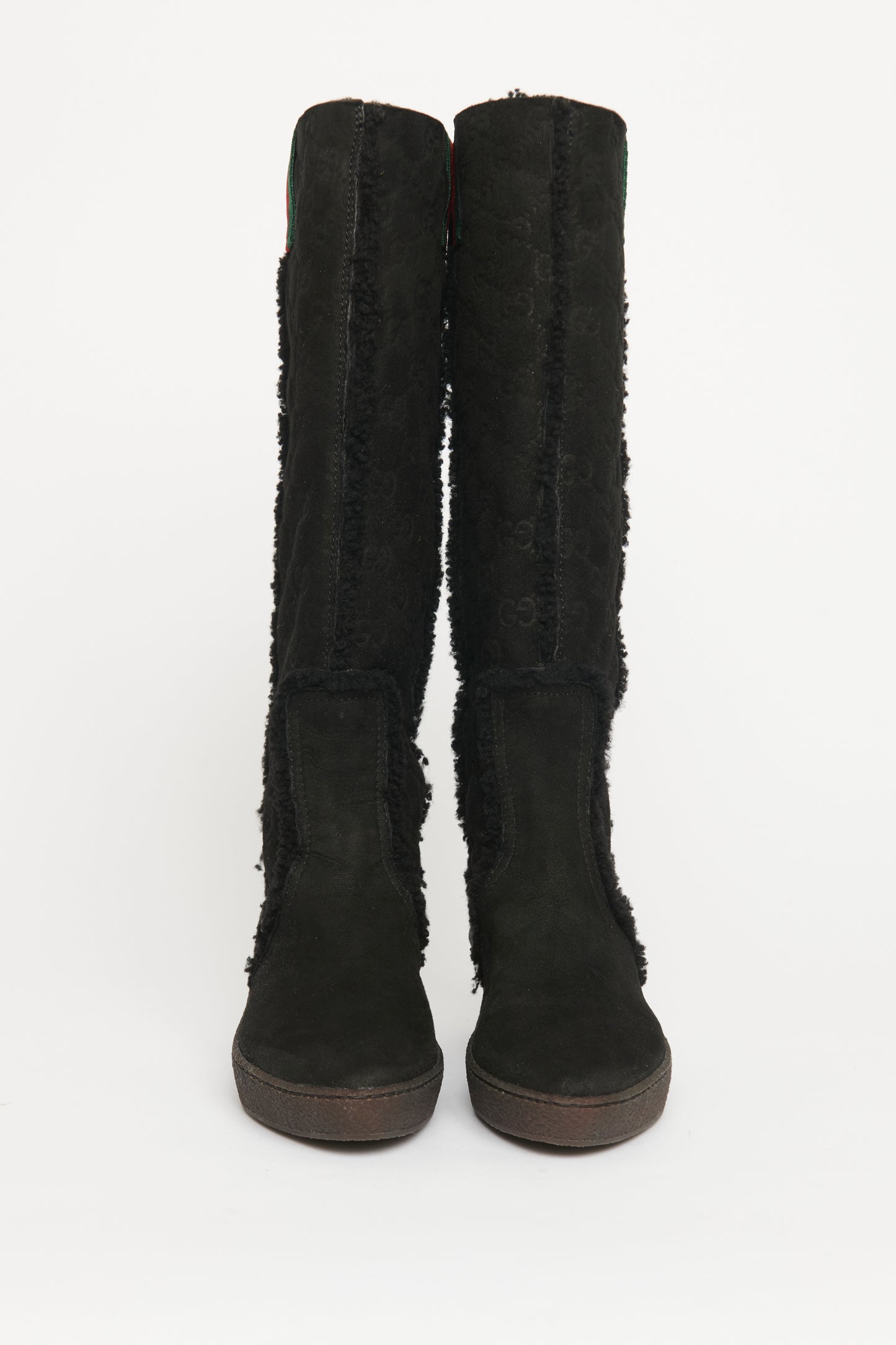 Monogram Shearling Preowned Knee High Boots